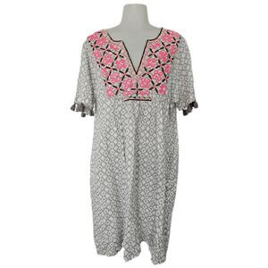 Sunuva Women's Embellished Cotton Light Grey Boho Beach dress sz Medium $129